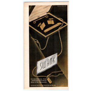 1944 Print Ad Swank Cufflink Set For a Man's Christmas Fine Craftsmanship WWII!